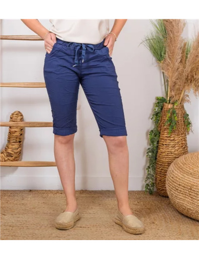 L729- Bermuda Coton Stretch (Tu) (marine)