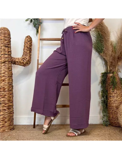 L761- Pantalon flou large 1er PRIX (Tu) (mauve)