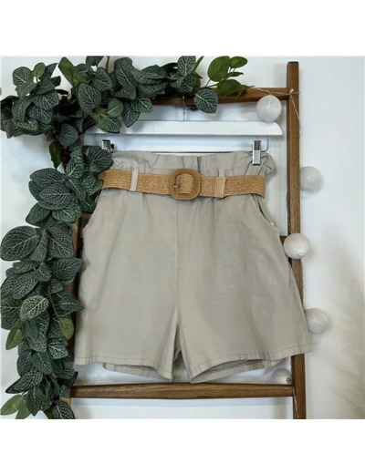 N983- Short avec ceinture (Tu) (beige)