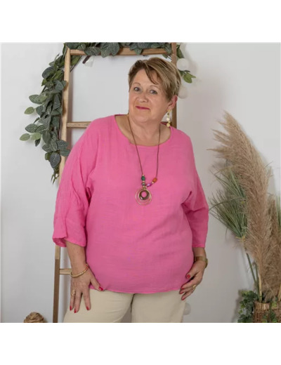 K759- Tunique 100% coton (Tu) (fuchsia)