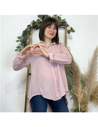 K503- Chemise fluide coton (Tu) 🇮🇹 (rose poudré)
