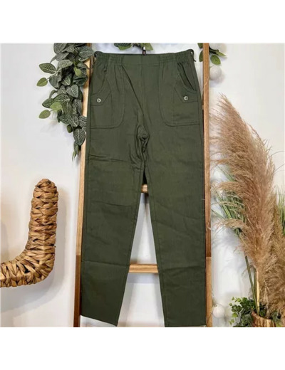 T546- Pantalon Confort Chaud (T38-T52) (kaki)