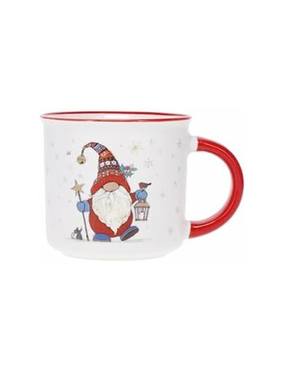 KIUB Mini tasse expresso NOEL - motif lutin coquin fetant Noel - porcelaine fine - contenance 125ML et hauteur 6,5CM