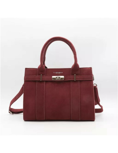 P399- Sac porté main aspect Daim Flora & Co (bordeaux)