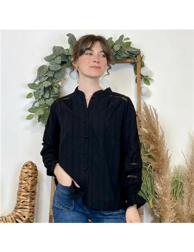 K100- Chemise Brodée By One (T36-T40) (noir)