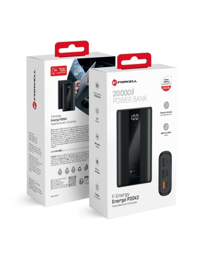 FORCELL F-ENERGY P20K2 Batterie externe avec câble USB-C vers USB-A 20 000mAh 22.5W