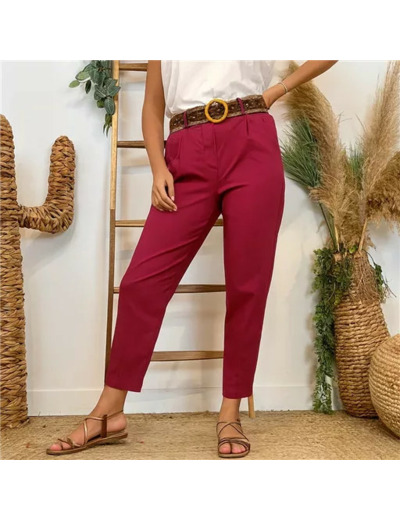 L750- Pantalon coupe fuseau (TU) 🇮🇹 (framboise)