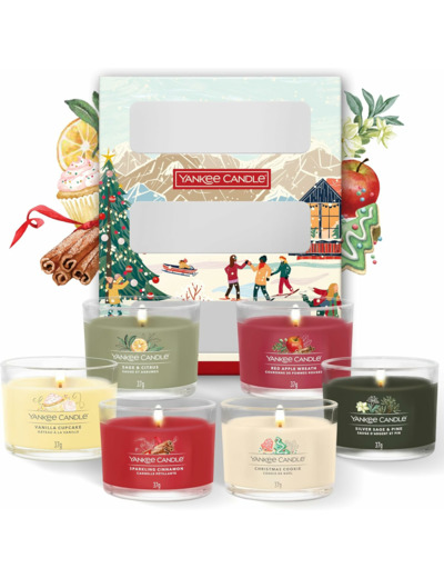 Yankee Candle - Coffret de bougies parfumées de Noël - 6 mini-bougies votives - Collection Après Ski - Cadeaux de Noël parfaits pour les femmes Assorted