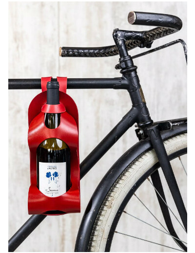 Porte bouteille 100% cuir La Bouclée Originale Rouge