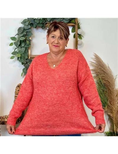 Z133. Pull Christy Grande Taille (corail)
