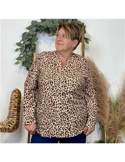 Z078- Blouse Christy "Léopard" (T44-T52) (marron)