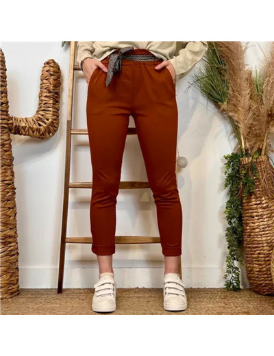 L749- Pantalon Stretch (T36-T50) 🇮🇹 (rouille)