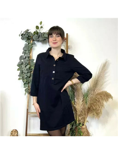 K571- Robe Ycoo velours (T34-T40) (marine)