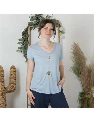 K177- T-Shirt « Girafe» (Tu) 🇮🇹 (bleu ciel)