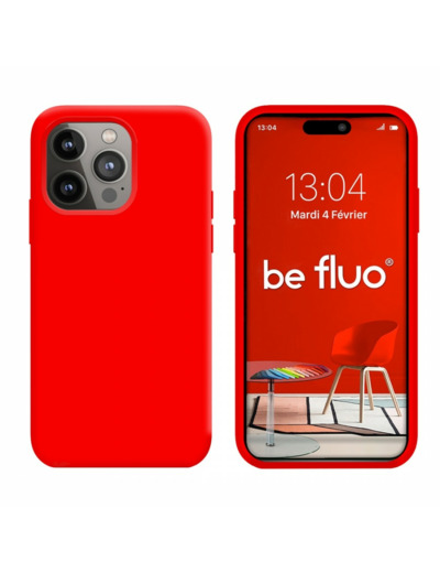 Coque Silicone Moxie BeFluo Fine et Légère pour iPhone 14 Pro Max, Intérieur Microfibre - Rouge