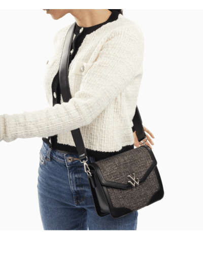 Petit sac cartable Blair noir en tweed - Vanessa Wu