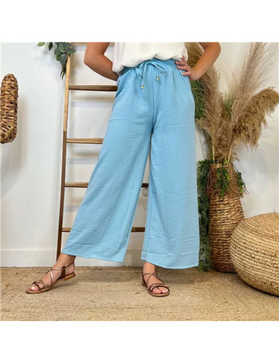 L761- Pantalon flou large 1er PRIX (Tu) (bleu ciel)