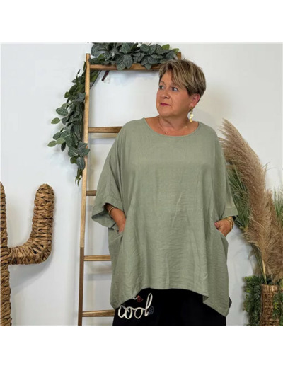 Z138- Tunique Oversize 2 Poches 🇮🇹 (kaki)