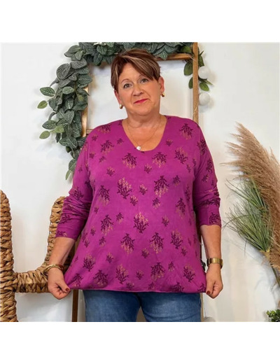 Z128. Pull imprimé "Coraux" (GT) 🇮🇹 (fuchsia)