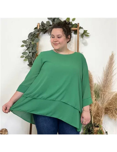 Z384- Tunique grande taille dos bijou (Gt) (vert brésil)