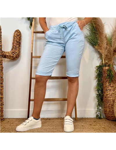 L729- Bermuda Coton Stretch (Tu) (bleu ciel)