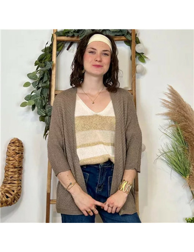 K109- Gilet sans bouton Lurex (Tu) 🇮🇹 (taupe)