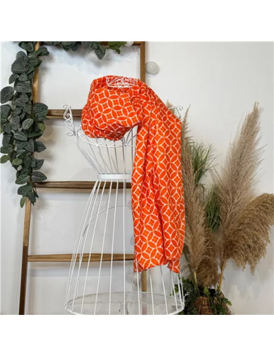 Y513- Foulard imprimé Rosace coton (orange)