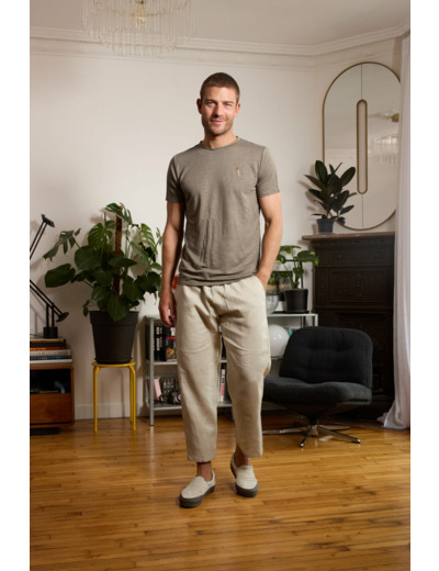 T shirt en lin homme - kaki