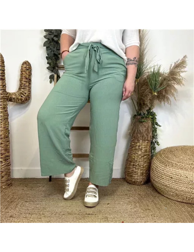 L788- Pantalon flou large (T42/44-T54/56) (vert céladon)