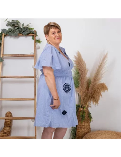 K304- Robe « Maëlle » 🌼 (T40-T48) (bleu indigo)