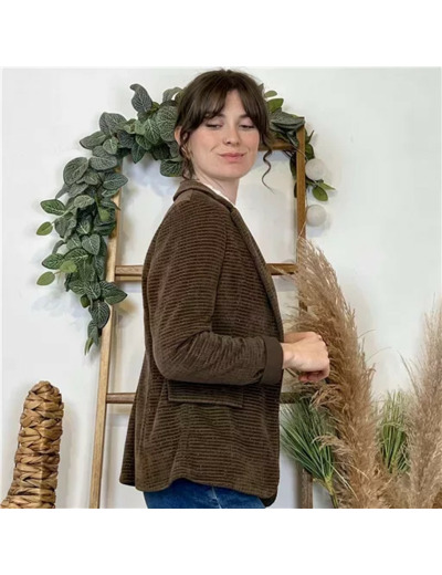 K043- Blazer texturé pailleté (T38-T44) 🇮🇹 (marron)