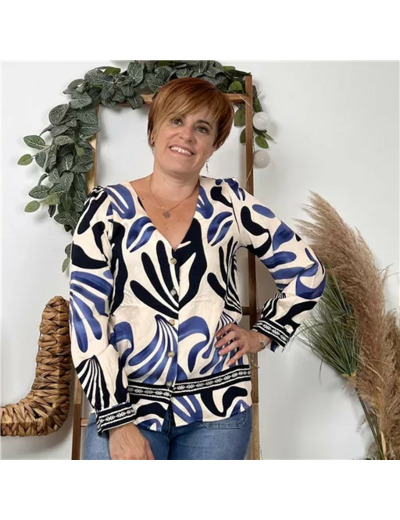K108- Blouse "In April" (marine)