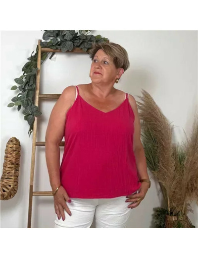 K233- Débardeur Maëlle dos brodé (T40-T48) (fuchsia)