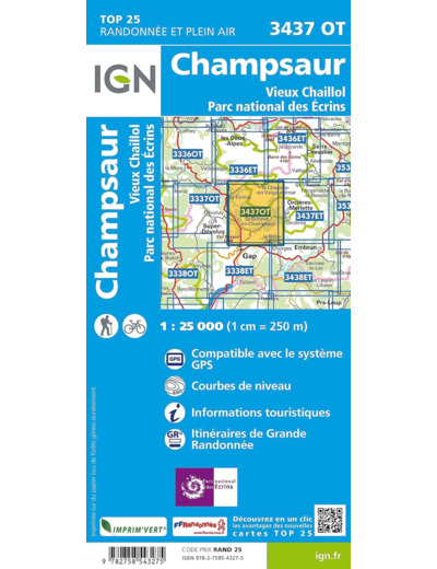 3437OT CHAMPSAUR, VIEUX CHAILLOL PN DES ECRINS / RECTO