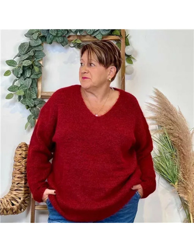 Z133. Pull Christy Grande Taille (bordeaux)