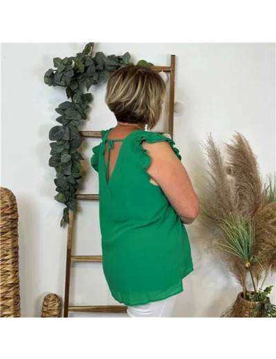 k221- Blouse unie By One (T40-T48) (vert brésil)