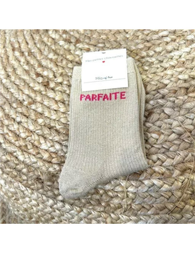 V313- Chaussettes paillettes "Parfaite" (beige)