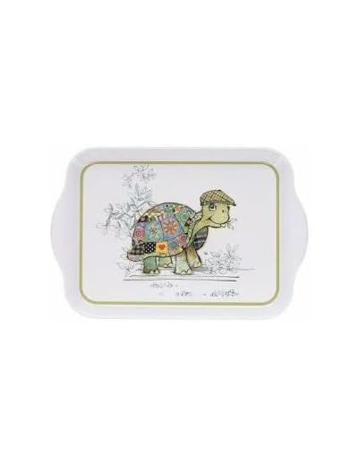 KIUB Mini Plateau avec des animaux - motif Tortue - mélamine de qualité - Taille Mini 14*21 CM