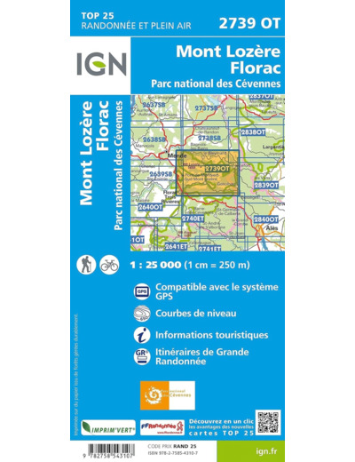 2739OT MONT LOZERE, FLORAC, PN DES CEVENNES / RECTO