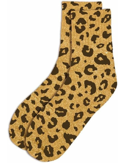 STC, Chaussettes paillettes courtes - Léopard (taille unique 36-42)