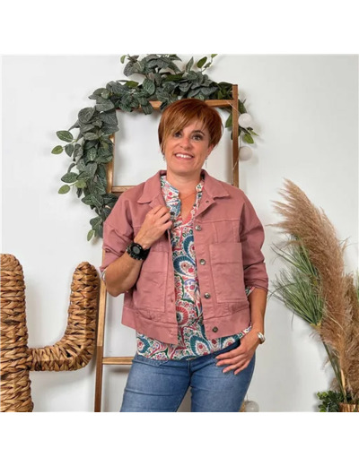 K076- Veste "Lacomy" Coton (Tu) 🇮🇹 (vieux rose)