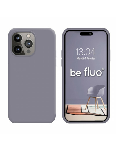 Coque Silicone Moxie BeFluo Fine et Légère pour iPhone 14 Pro Max, Intérieur Microfibre - Gris lavande