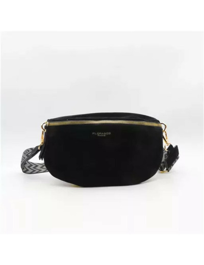 P392- Banane aspect Daim Flora & Co, sangle fantaisie (noir)