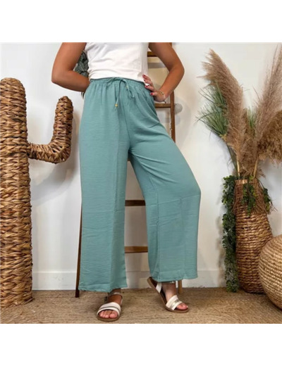 L761- Pantalon flou large 1er PRIX (Tu) (vert céladon)