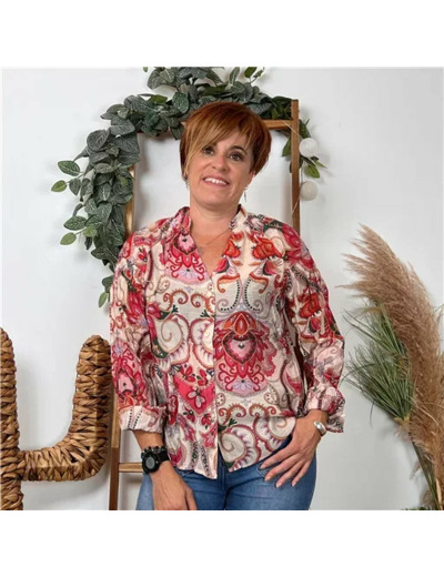 K105- Chemise " So Sweet"  (T36-T40) (rouge)