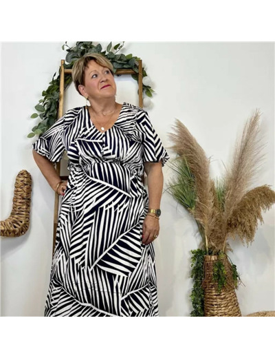 Z152-Robe longue Christy (T44-T52) (marine)
