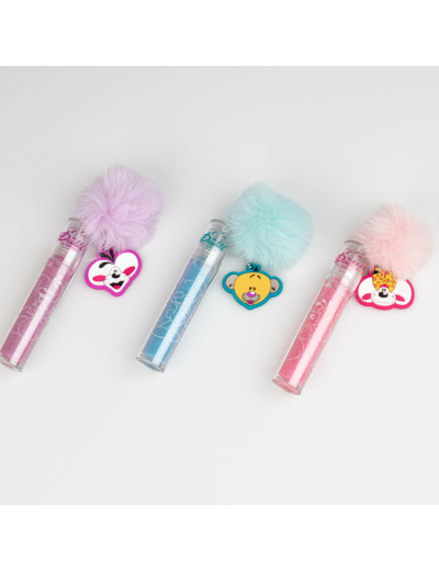 DIDDL - Lip Gloss Glitter Pompon Diddl - Gloss Pailleté Avec Pompon Fluffy - Cosmétique Enfant Parfumé - 3 Coloris (Rose, Mauve ou Bleu) Diddl Is Back - 1 Unité