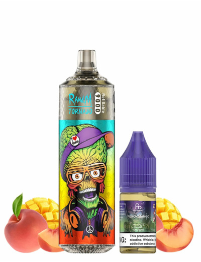 Puff 9k RandM Tornado rechargeable - Peach Mango