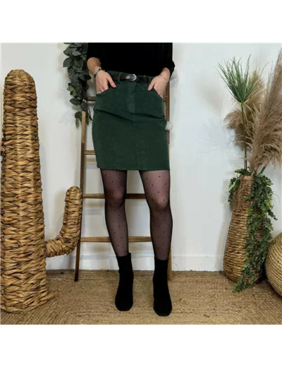M745- Jupe en velours (T36-T44) (vert sapin)