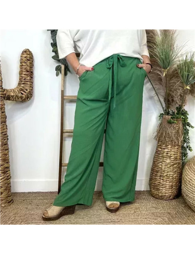 Z979- Pantalon flou large (T42/44-T54/56) (vert brésil)